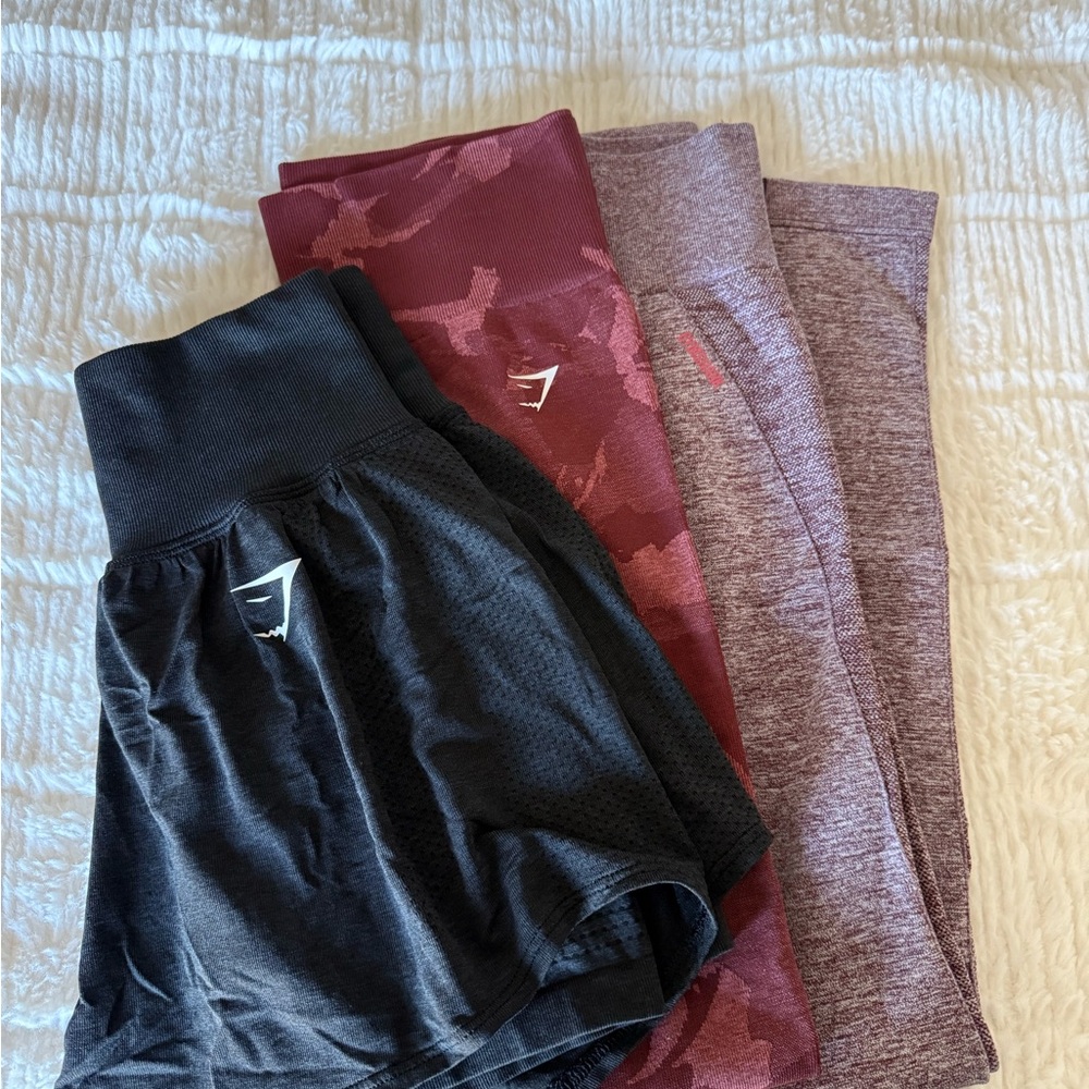 Gymshark High Waist Shorts and leggings - Black and Maroon